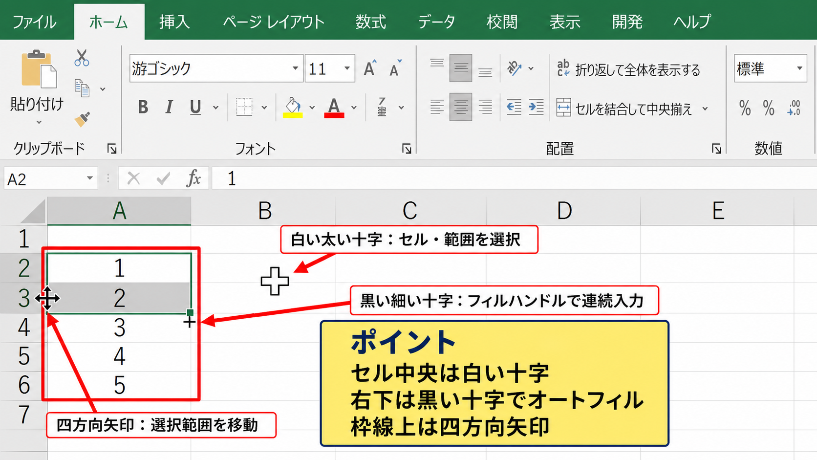 エクセルの＋マークの見分け方と基本操作