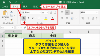 エクセルのリボンを使う基本操作
