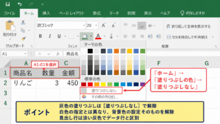 エクセルを灰色にする方法と解除方法【塗りつぶしの変更】