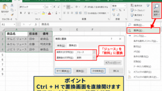 エクセルで文字を置換する基本操作