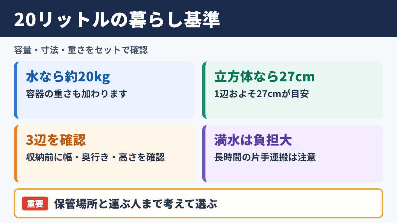 20リットルの大きさと暮らしでの基準