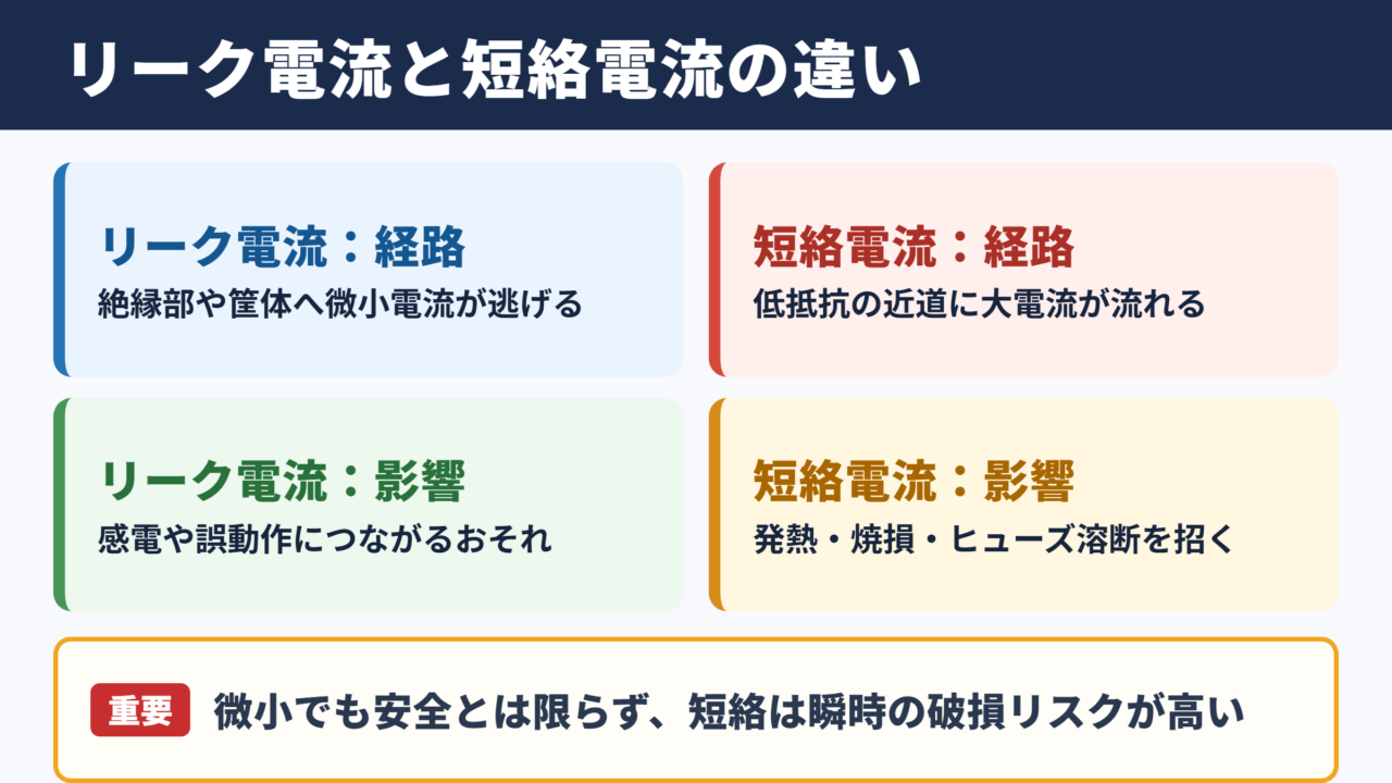 リーク電流と短絡電流の違い