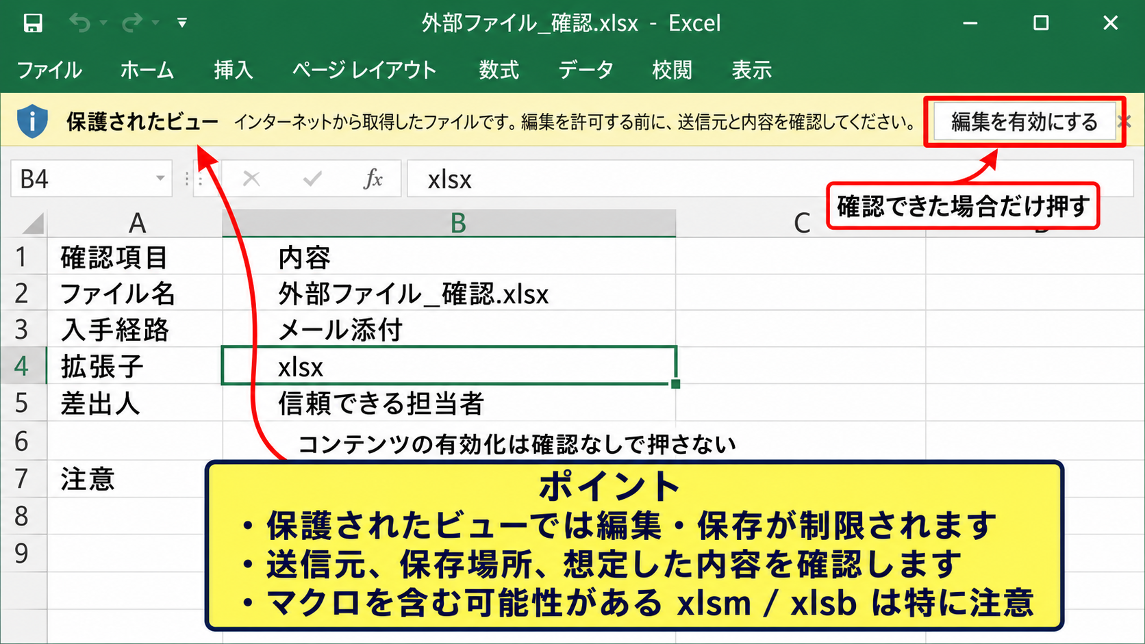 保護されたビューと編集許可の設定