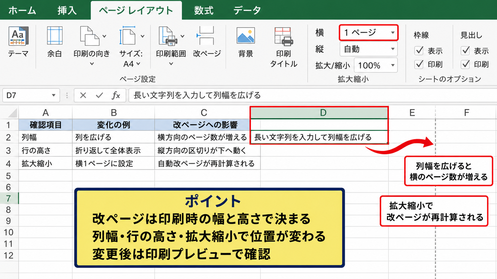 改ページが勝手に変わる主な原因