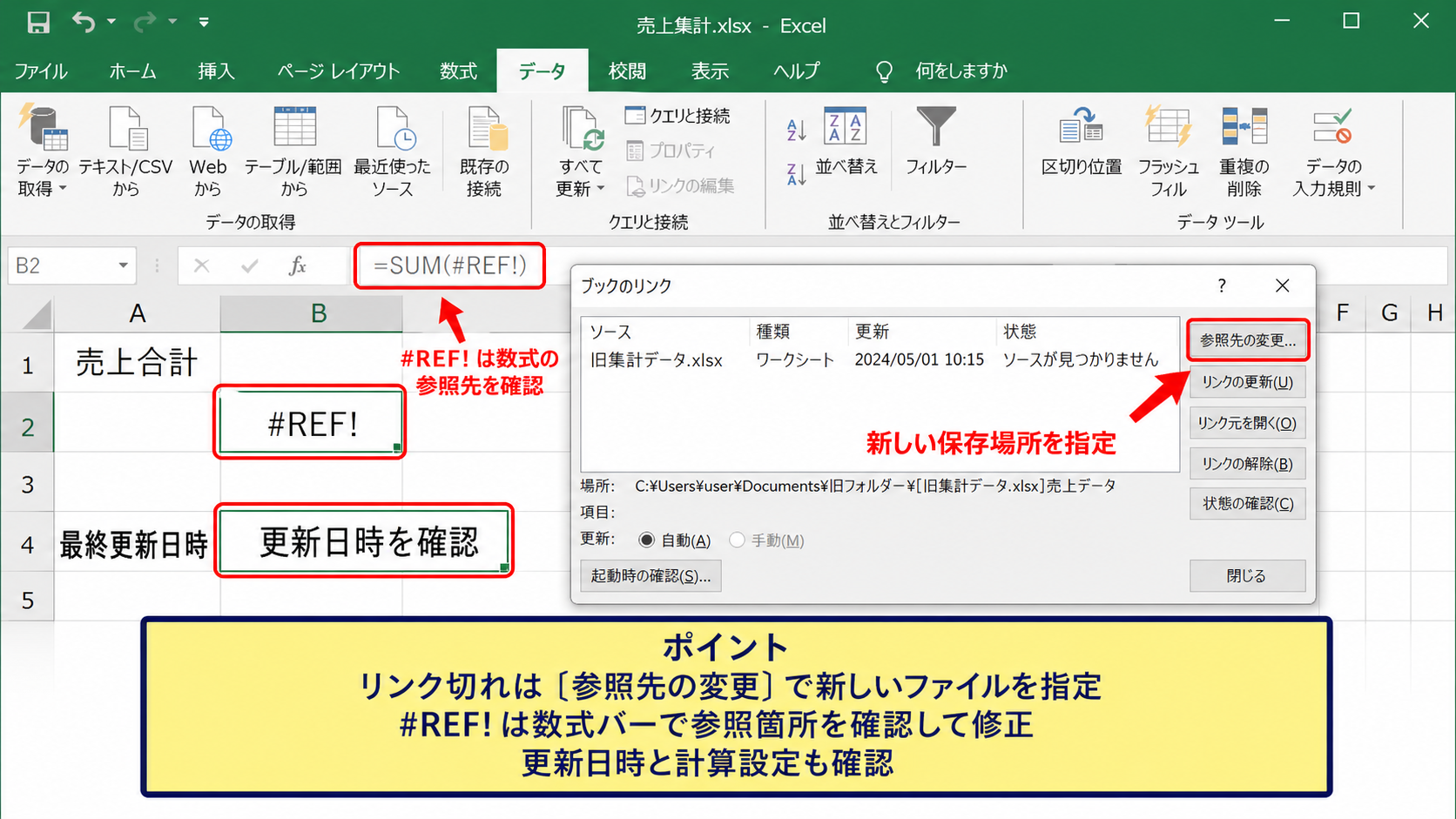 リンク切れと更新エラーの対処