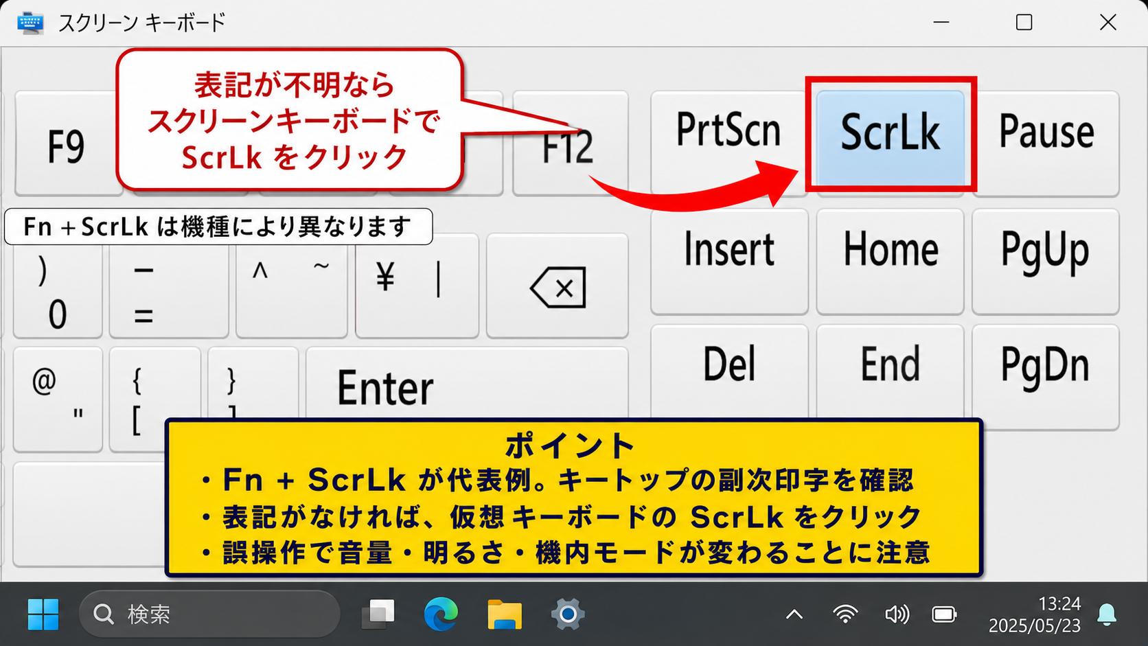 ノートパソコンのFnキー操作