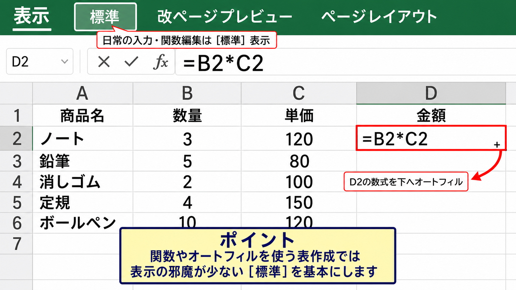 標準表示とページレイアウト表示の違い