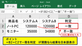 エクセルで同じ値を判定する方法