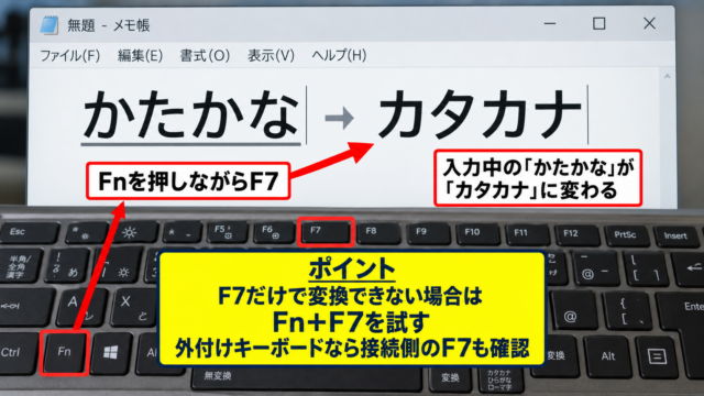 F7キーを直接使える状態への変更 - Fnキーとの同時押し