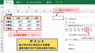 エクセルで縦横にデータを入れ替える貼り付け方法 - 形式を選択して貼り付ける操作
