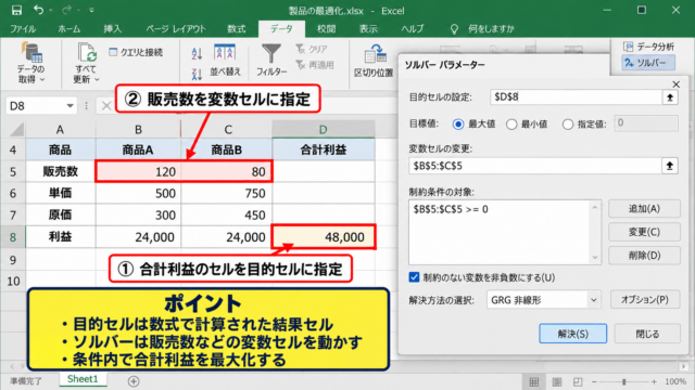 エクセルのソルバーによる最適値の算出 - ソルバーの役割