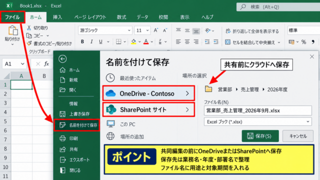 Excelで共有リンクを作成する方法 - OneDriveまたはSharePointへの保存