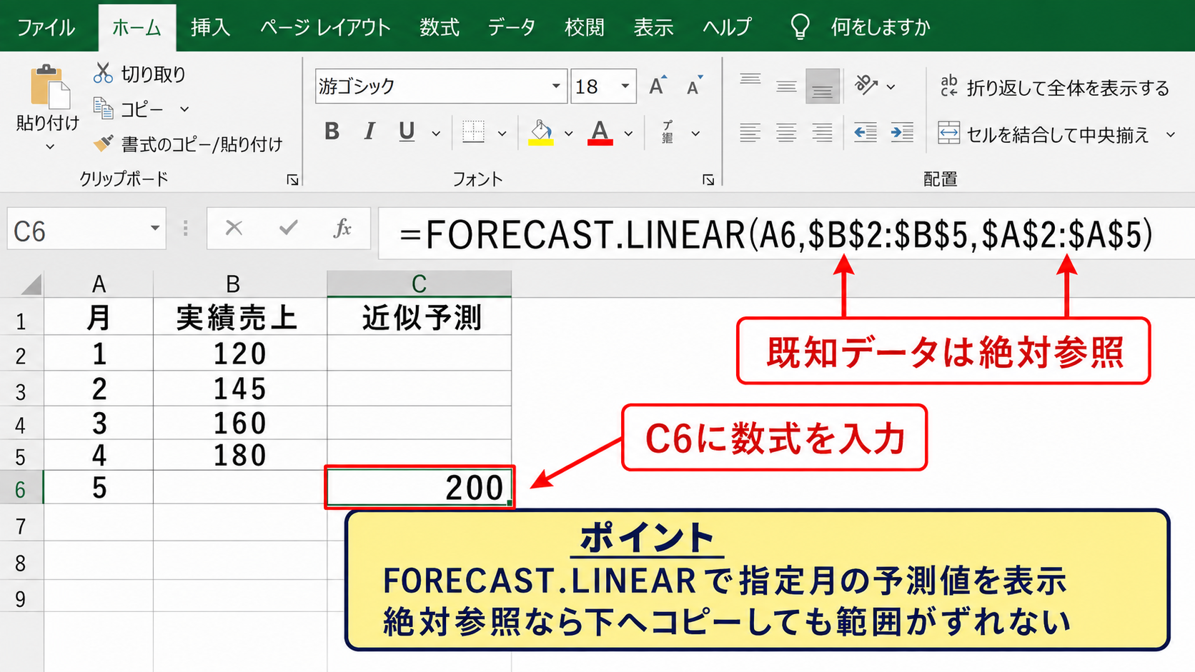 関数で近似曲線の予測値を数値化する方法