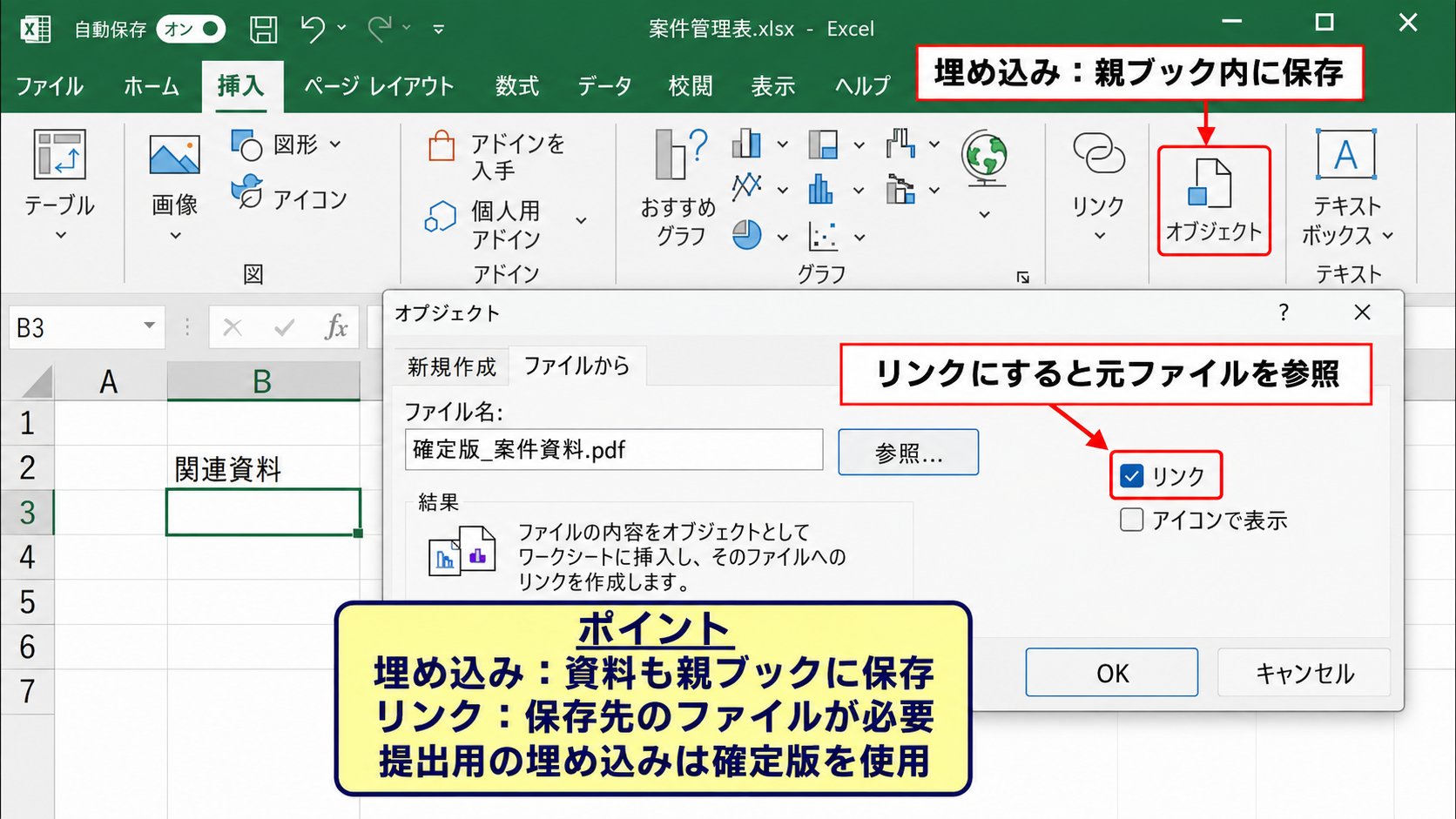 リンク設定と埋め込みの違い
