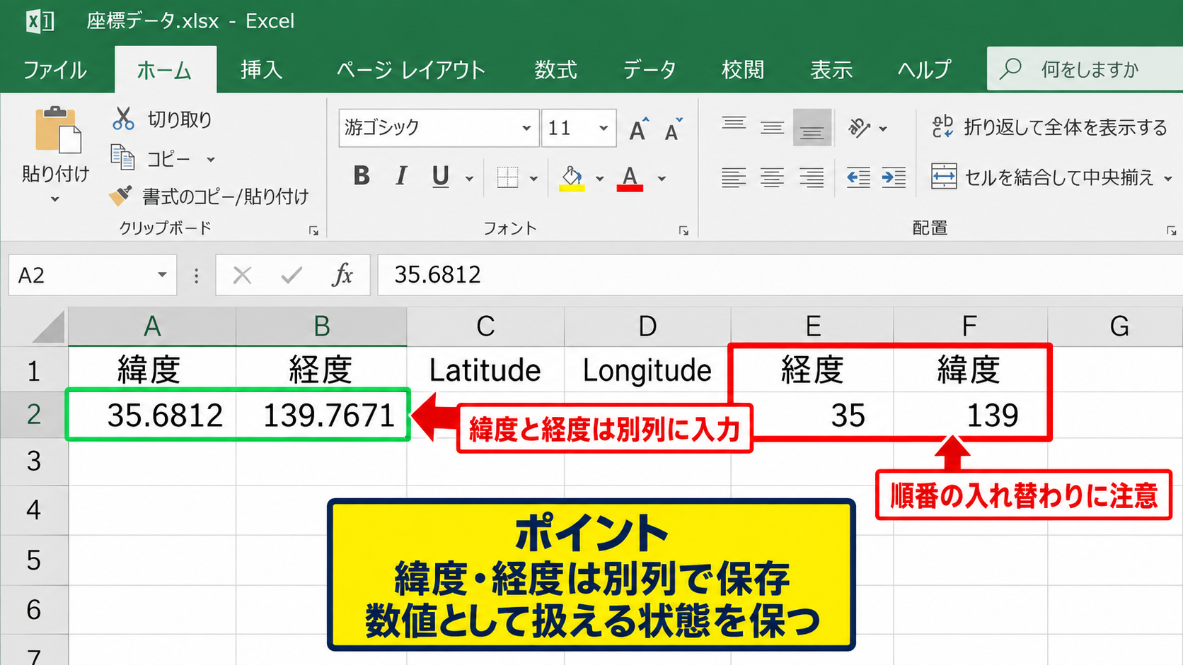 住所から緯度経度を取得して地点を管理する方法 - 緯度と経度の役割