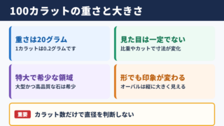 100カラットの重さと大きさの目安