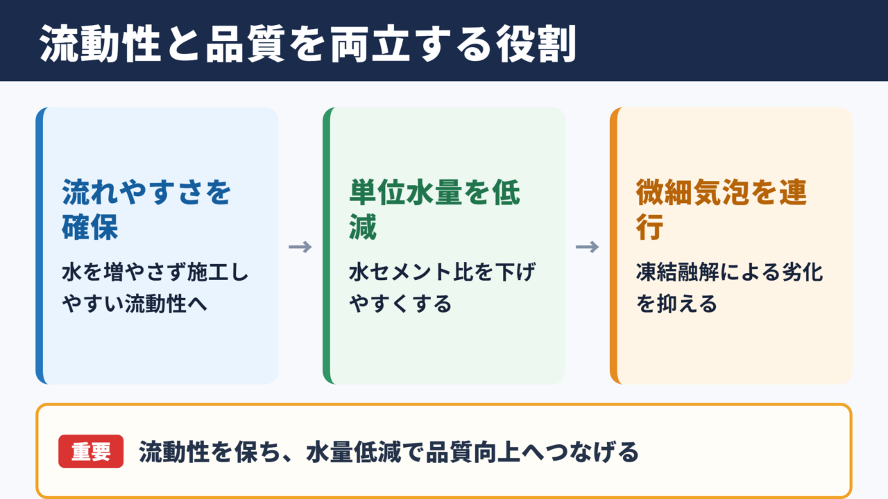 高性能AE減水剤の基本的な役割
