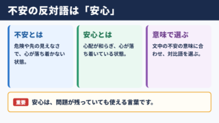 不安の対義語「安心」と意味別の反対語一覧