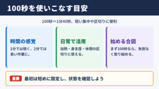 100秒タイマーを使う場面と基本の目安